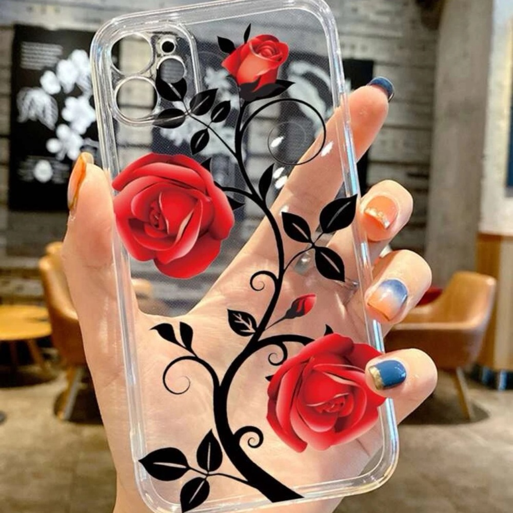 Rose print clear iPhone X/XS silicone case